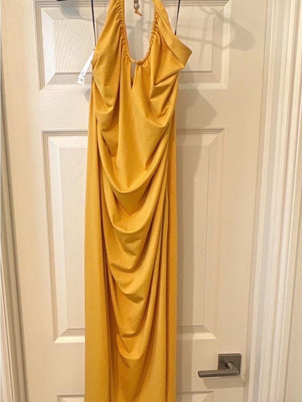 H&M Mustard Yellow Halter Draped Maxi Dress